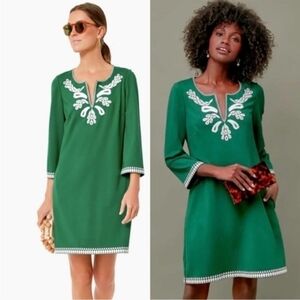 Tuckernuck Miguelina Embroidered Green White Tunic Dress Size XS Women's Shift